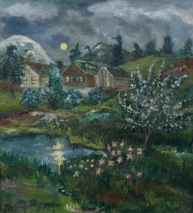 Spring Night with Full Moon