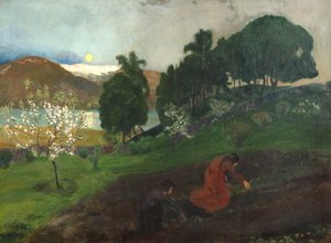 Spring Night in the Garden (Night Work in the Garden) by Nikolai Astrup