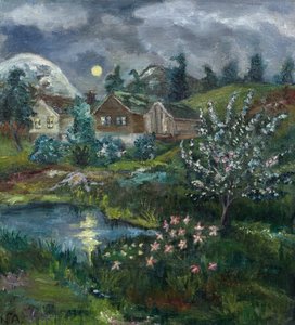 Spring Night with Full Moon