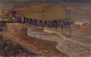 A bath house at the beach