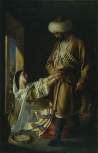 Leila and Khadji Abrek After the poem by M. Lermontov by Nikolai Nikolayevich Ge