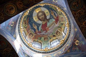 Christ Pantocrator under the Central Dome of the Church of the Savior on Spilled Blood in St. Petersburg by Nikolai Nikolayevich Harlamov