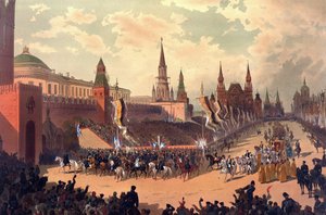 The Ceremonial Entry of Alexander III in the Red Square (From the Coronation Album) by Nikolai Nikolayevich Karasin