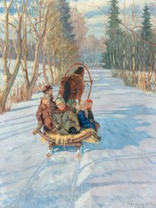 Children on a Horse-Drawn Sled