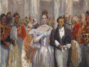 Alexander Pushkin with his wife at the ball by Nikolai Pavlovich Ulyanov