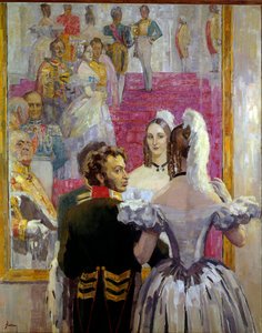 Russian Poet Alexander Pushkin and His Wife Natalia Gontcharova at the Anichkof Palace Ball