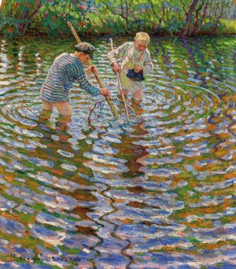 Young Boys Fishing for Crayfish by Nikolai Petrovich Bogdanov Belsky