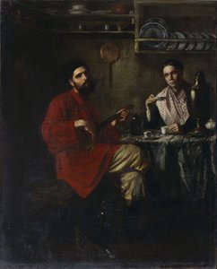 Homely scene of peasant life, 1855 by Nikolai Vasilyevich Nevrev
