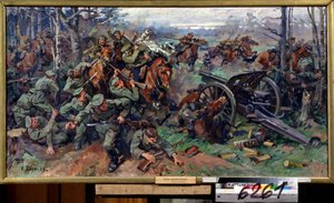 The Russian Cavalry Charging the German Artillery in 1915 by Nikolay Yakovlevich Borisov