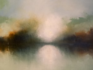 Misty Lake Reflection by Nizaket Sinanovska