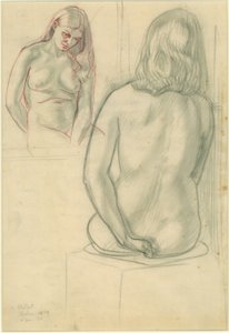 Nude seated in front of a mirror by Noel Rooke