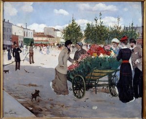 Florist on Boulevard Rochechouart in Paris (Marche de la Madeleine) by Norbert Goeneutte