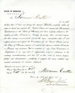 Loyalty oath of Norman Cutter of Missouri, County of St. Louis by Norman Cutter