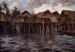 Motu Village from the Sea by Norman Hardy