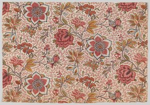 Flowers and Birds on a Background of Dotted Twigs