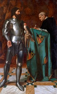 Knight dictating a letter to a Monk, 1865 by Octave Penguilly l