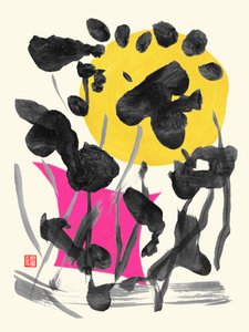 Zen Full Moon Ink Flowers, 2023