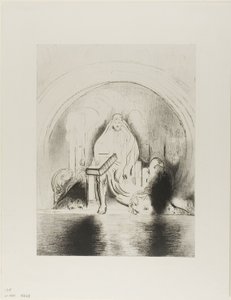 And I Saw in the Right Hand of Him that Sat on the Throne a Book Written Within and On the Backside, Sealed With Seven Seals, Plate 2 of 12 by Odilon Redon
