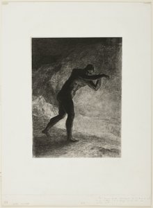 And Man Appeared; Questioning the Earth From Which He Emerged and Which Attracted Him, He Made His Way Toward Somber Brightness, plate 8 of 8 from "Les Origines"