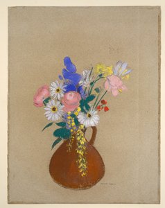 Bouquet in Brown Clay Vase by Odilon Redon