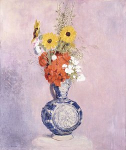 Bouquet of Flowers in a Blue Vase