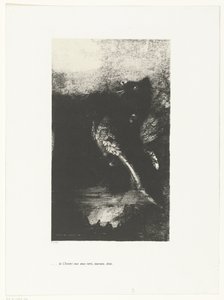 The Chimera with green eyes, screaming, spinning (Temptation of Saint Anthony series) by Odilon Redon