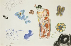 Study Sheet: Woman, Flowers, and Animals by Odilon Redon