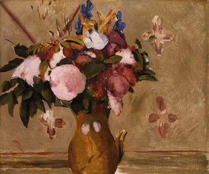 Flowers in a Vase, copy after a painting by Cezanne by Odilon Redon
