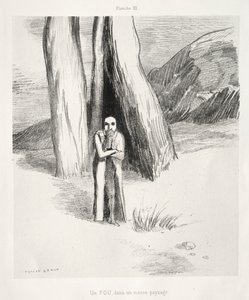 Homage to Goya: A Madman in a Dismal Landscape by Odilon Redon