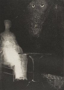I Continued to Gaze on the Chair, and Fancied I saw on It a Pale Blue Misty Outline of a Human Figure, plate 1 of 6