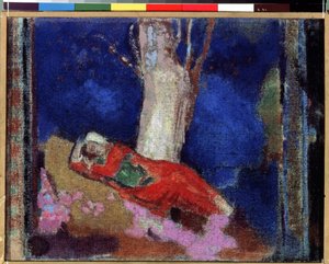 A Woman Lying Under The Tree by Odilon Redon