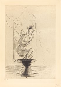 Sometimes one finds an old reminiscing flask, whence issues in full life a returning soul by Odilon Redon