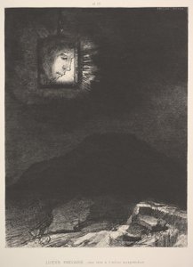 The vague glimmer of a head suspended in space, 1891 by Odilon Redon