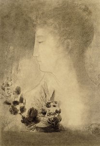 Woman in Profile with a Laurel Wreath by Odilon Redon