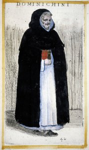 Religious Order: A Dominican Monk. Engraving by O. Fialetti. 16th Century