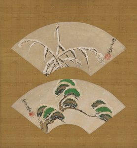 Snow-laden Grasses and Snow-laden Pine Branches by Ogata Kenzan