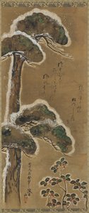 Snow-laden Pine and Shrub by Ogata Kenzan