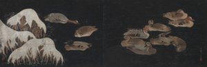 Ducks on a Wintry Pond by Ogawa Haritsu