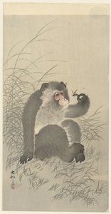 Monkey with Insect by Ohara Koson
