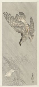Hawk Hunting Hare by Ohara Koson