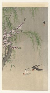 Swallows in Flight by Ohara Koson