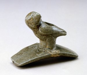 Falcon effigy pipe, 200 BC-100 AD