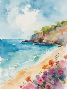 Coastal Bloom Watercolor
