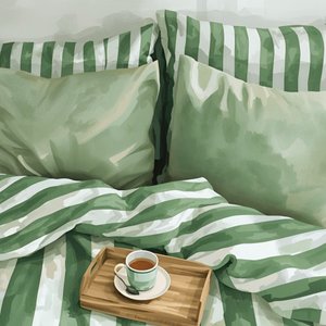 Cozy Green Striped Bed