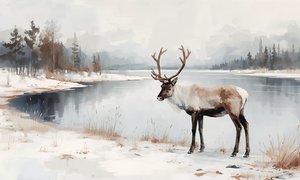 Winter Reindeer Reflections by Ohkimiko