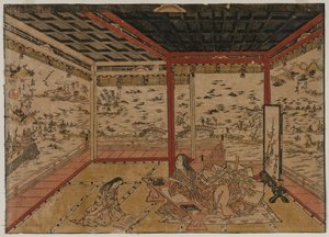 Lady Murasaki at Ishiyama Overlooking a Panorama with Eight Views of Lake Biwa by Okumura Masanobu