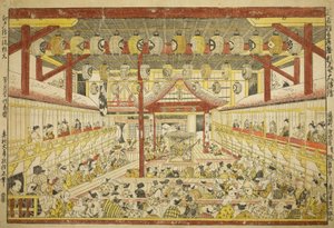 Large Perspective Picture of the Kaomise Performance on the Kabuki Stage