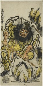 Shoki the Demon Queller Sharpening His Sword by Okumura Masanobu