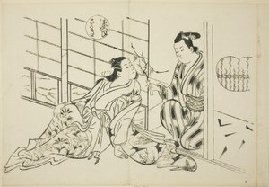The Sakaki Chapter from "The Tale of Genji", from a series of Genji parodies by Okumura Masanobu