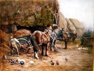 A Farmyard in November by Oliver Baker